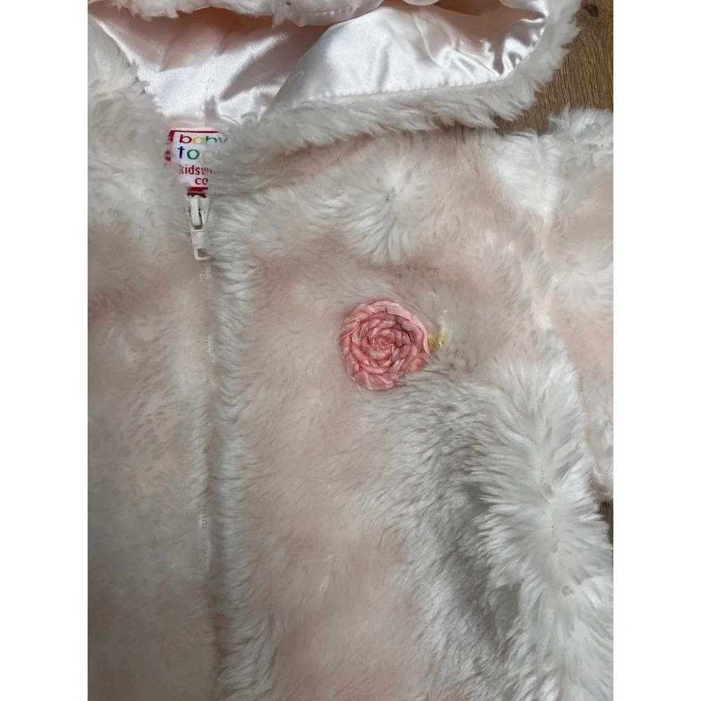 Baby Togs Pink Faux Fur Hooded Jacket 3-6M Cozy Winter Baby Coat‎